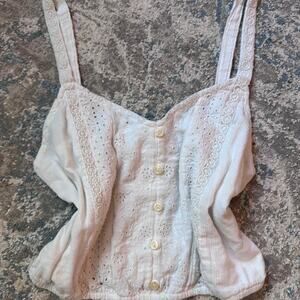 White american eagle lace cropped